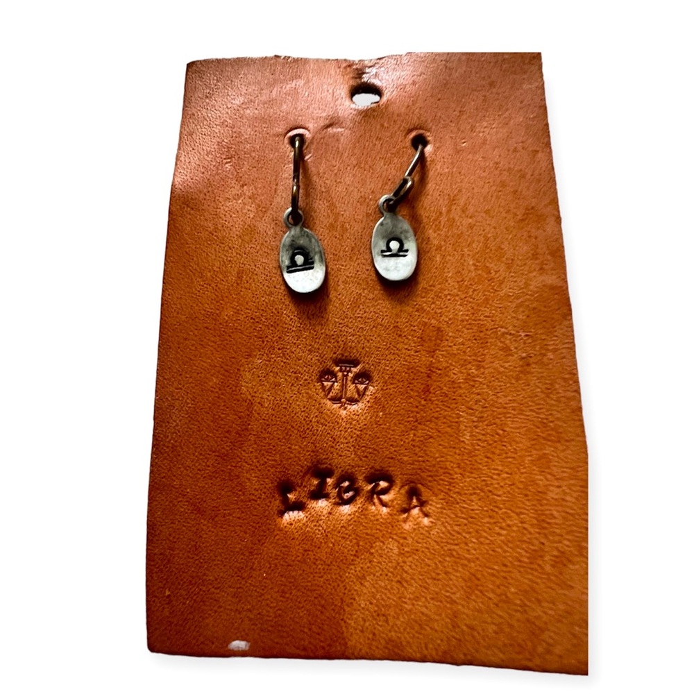 Libra Brass Pewter Dangle Earrings